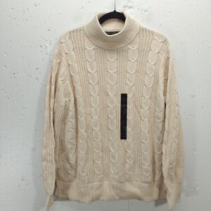 Banana Republic Large‎ Womens Sweater Ivory Cable Knit Mock Neck NWT